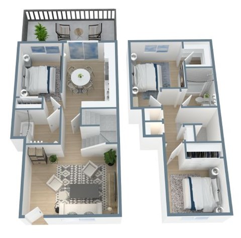 A floor plan of a two-story house with a living room, dining room, kitchen, and bathrooms.